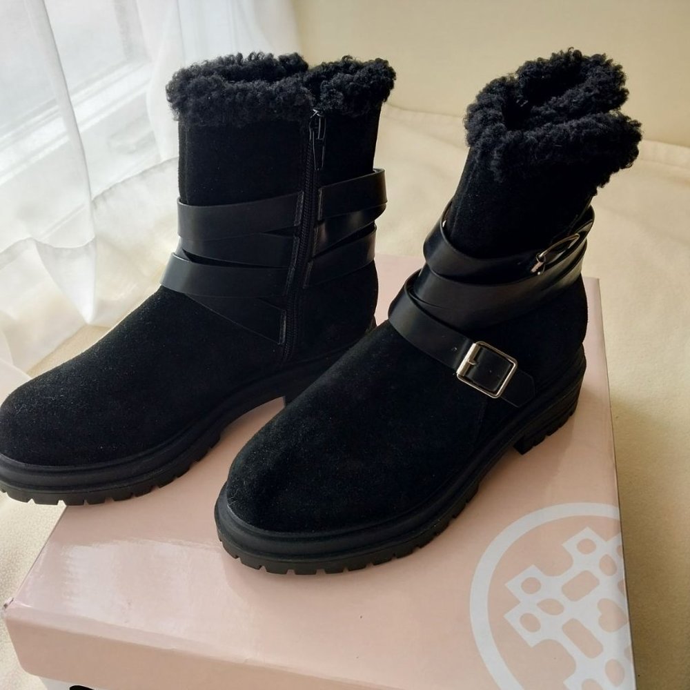 Laurie Felt Shearling-Trimmed Suede Boots